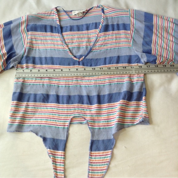 Lavender Field Top Boho Striped Tie Front Crop size small - Picture 5 of 9